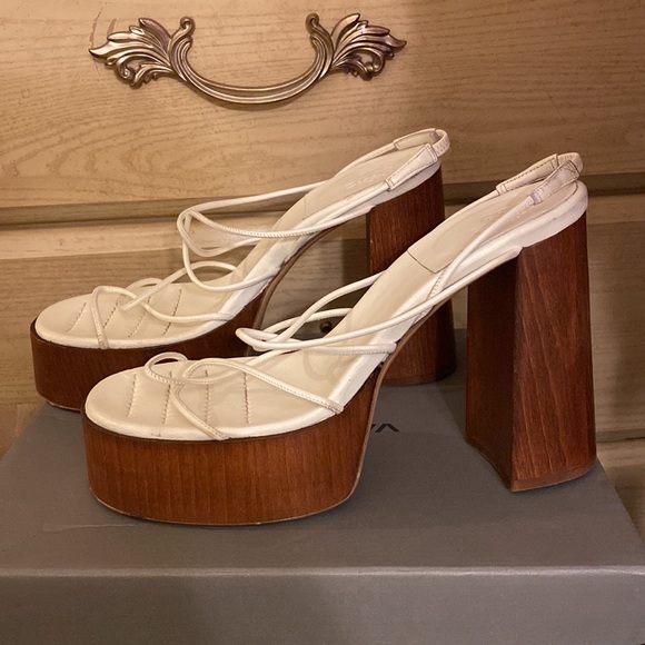 Gia Borghini x RHW Rosie 28 Leather Knotted Strappy Chunky Platform Sandals 40 - Picture 15 of 17